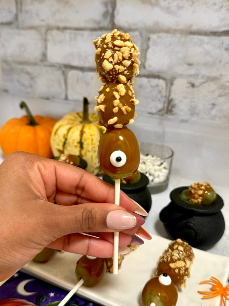 Caramel apple grapes for Halloween