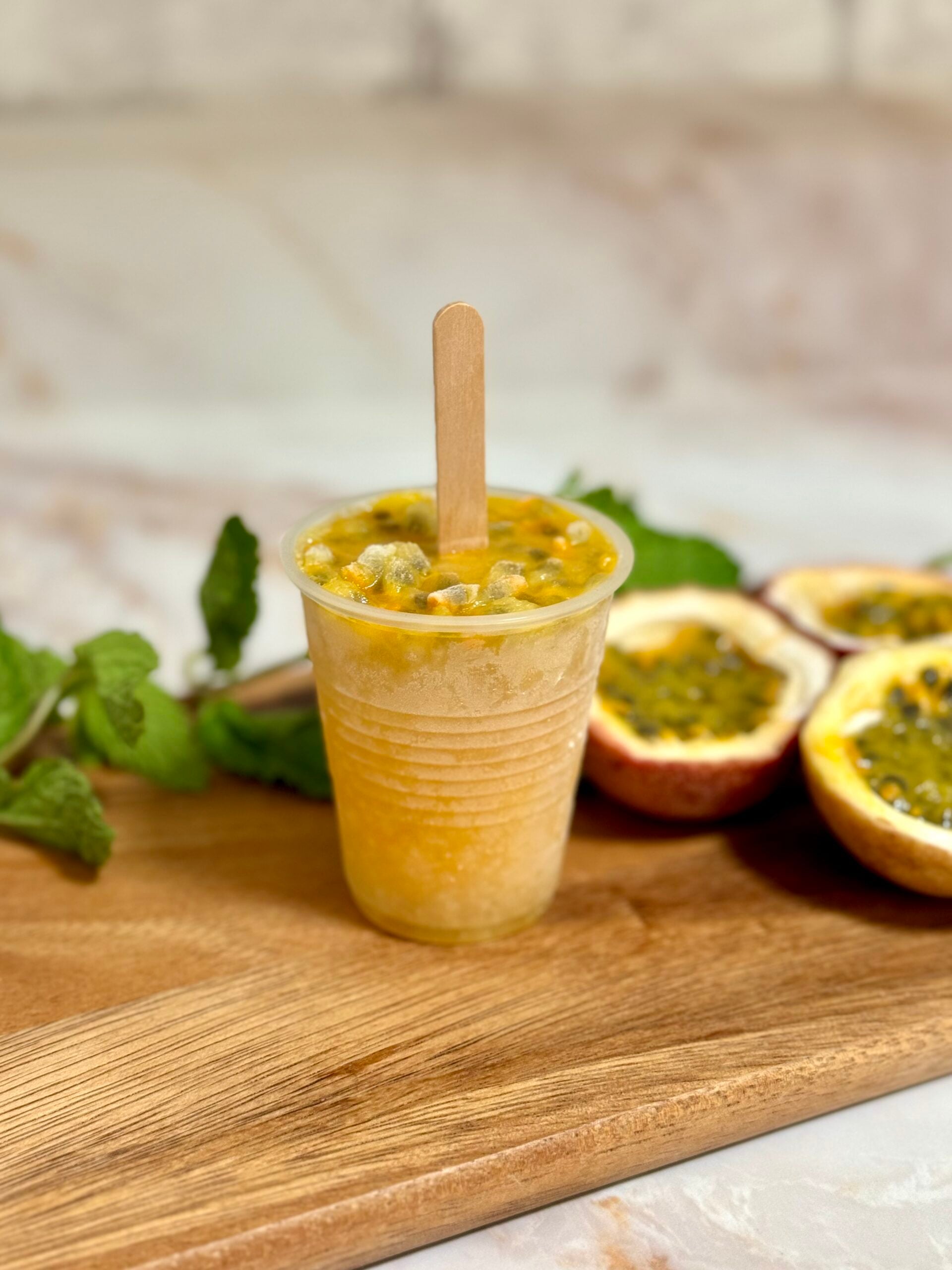 Passion fruit ice pop