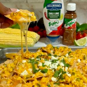 street corn nachos, totopos con elote