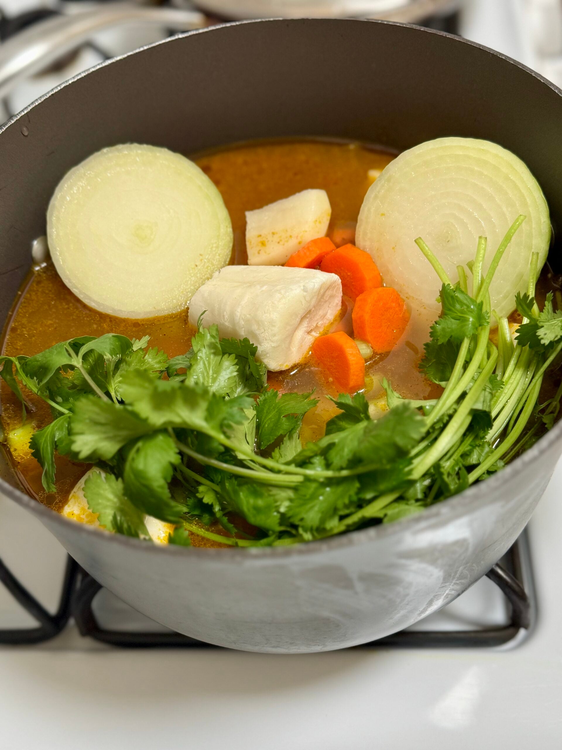 beef soup in pot