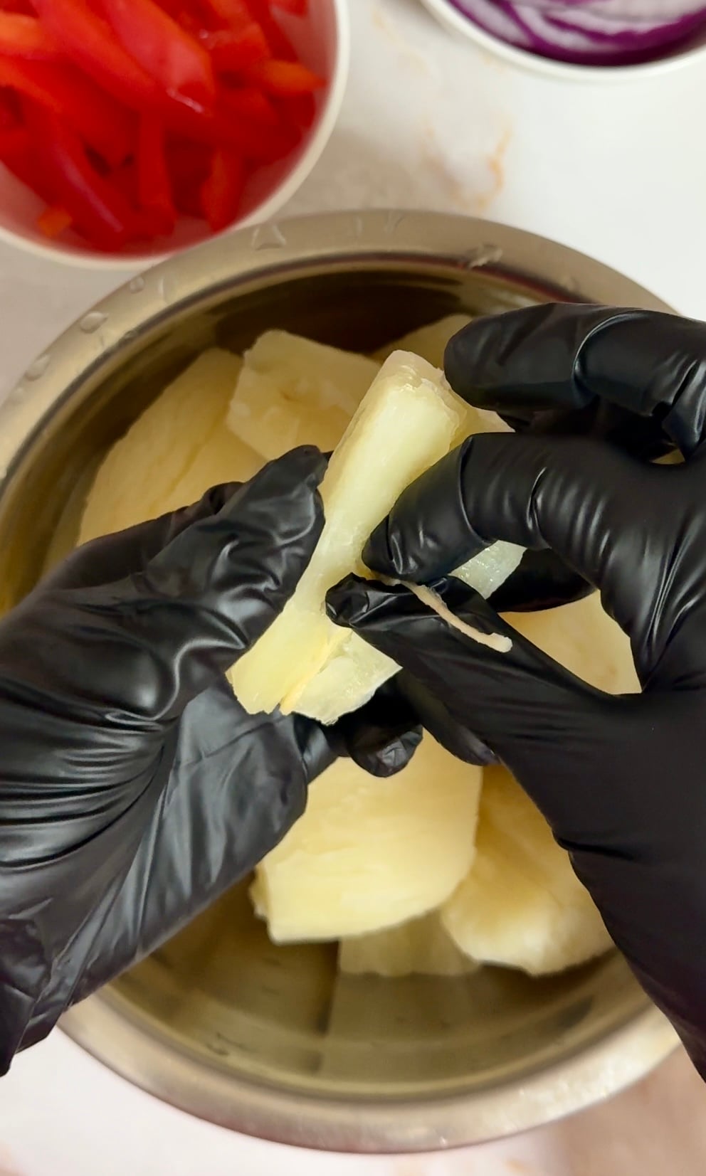 removing core from yuca